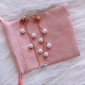 New! Minimalist Pearl GOLD Dangle Drop Earrings!